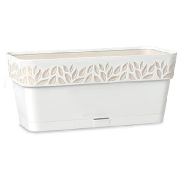 Marshall Pottery 19.7 x 7.09 in. Deroma Leaf Resin Leaves Balcony Planter, White 7009012